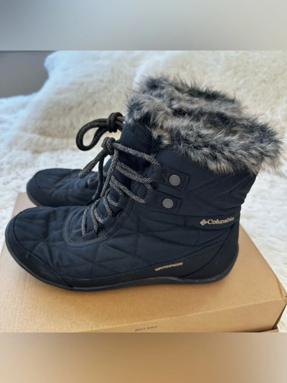 Columbia Minx Shorty III Omni-Heat Black Waterproof Winter Snow Boots Women 8.5